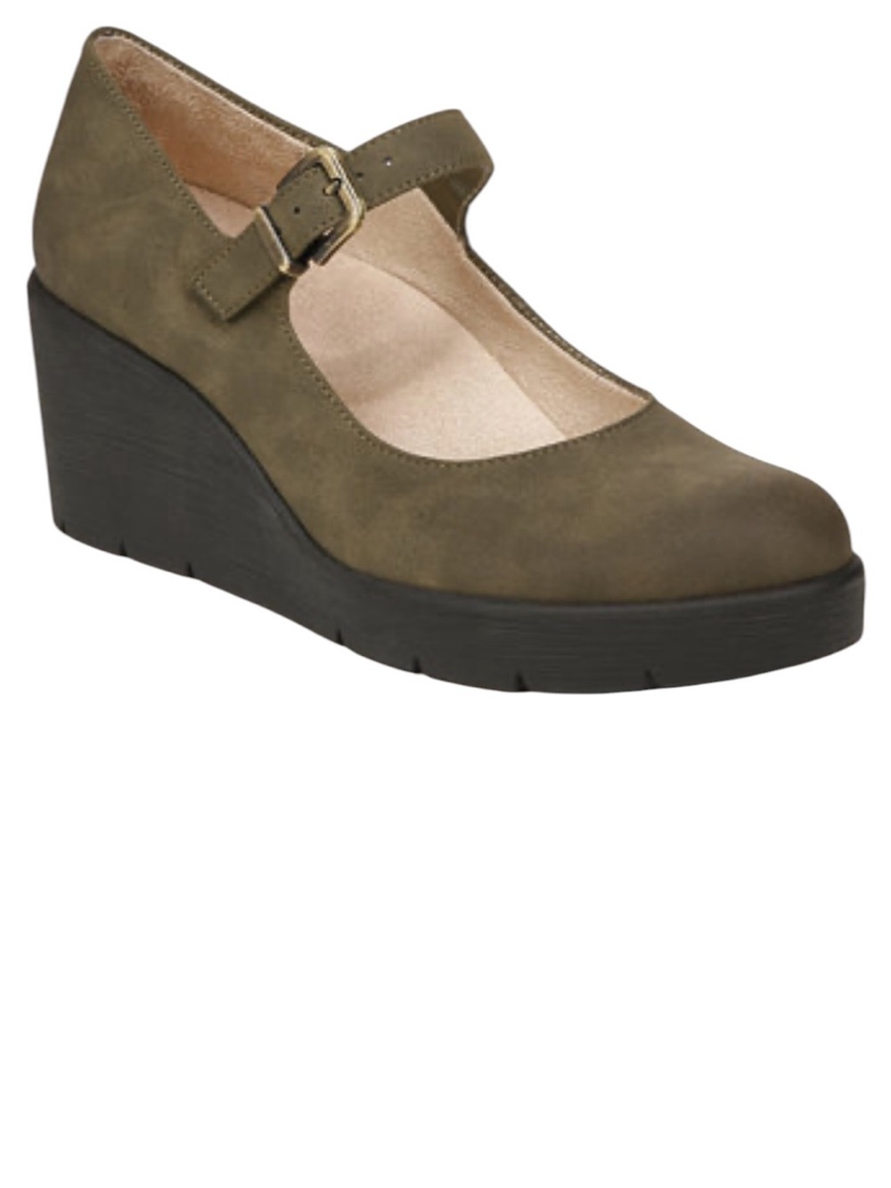 Naturalizer Soul Adore Mary Jane wedges in an olive green NEW